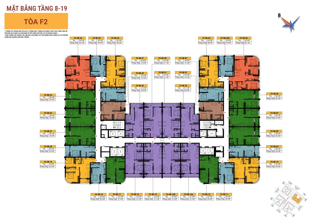 Mặt bằng tầng 8-19 tòa F2 FourS Tower