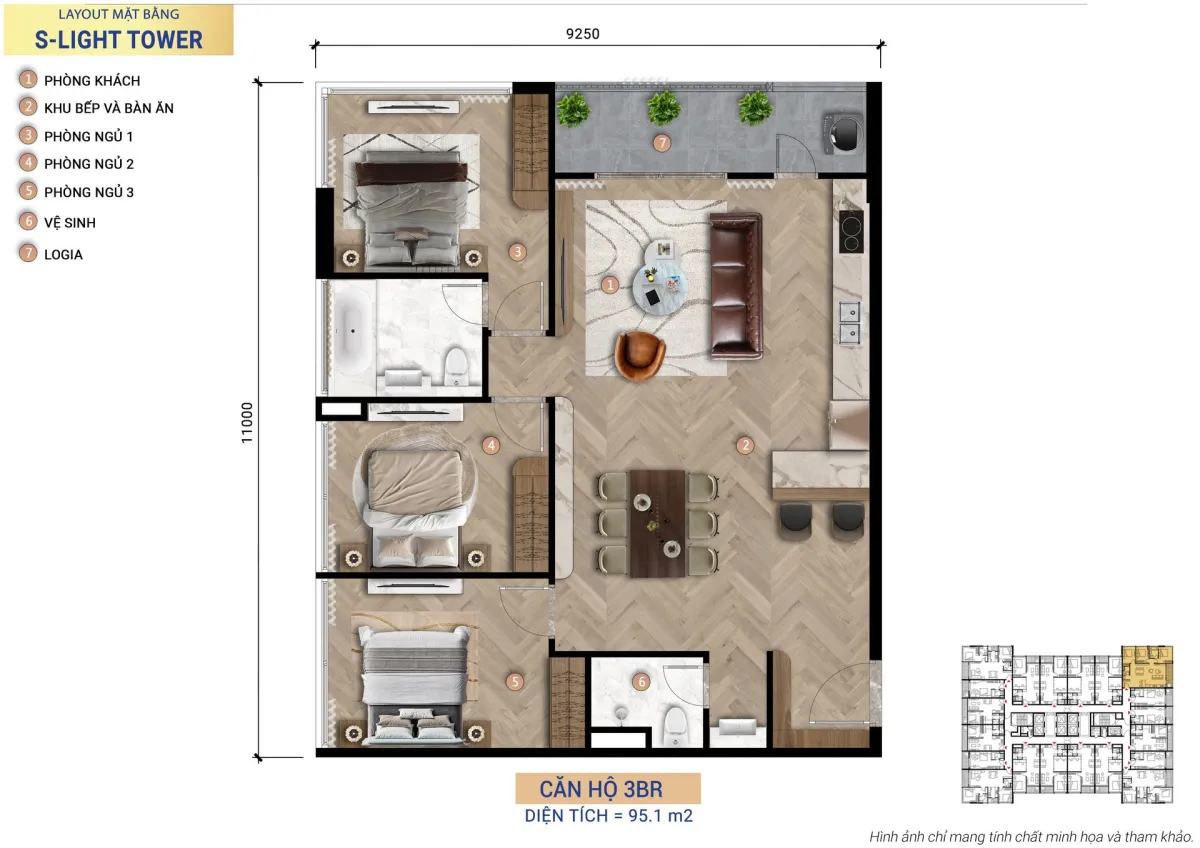 Căn hộ 3BR S-Light Tower