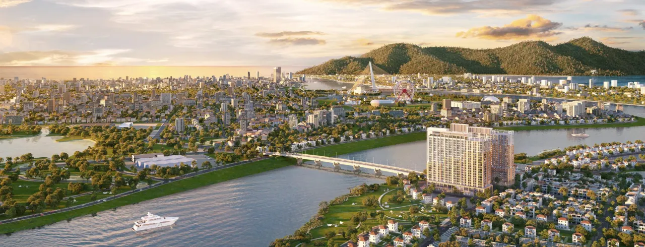 Hai tòa tháp S1 và S2 của Sun Spana Tower giữa khu đô thị sinh thái Nam Hòa Xuân