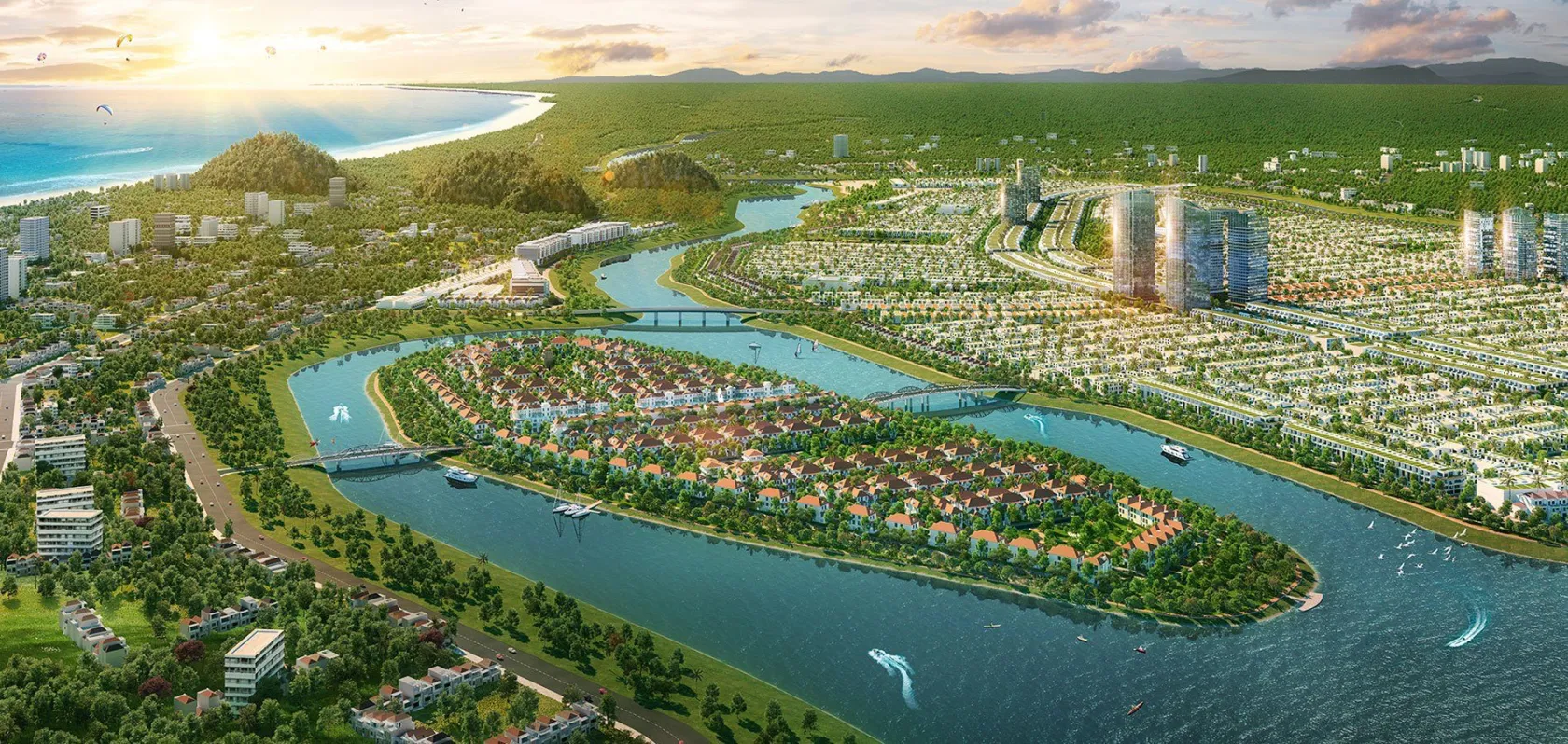 Sunneva Island và khu vực xung quanh nhìn từ trên cao, gần biển Mỹ Khê