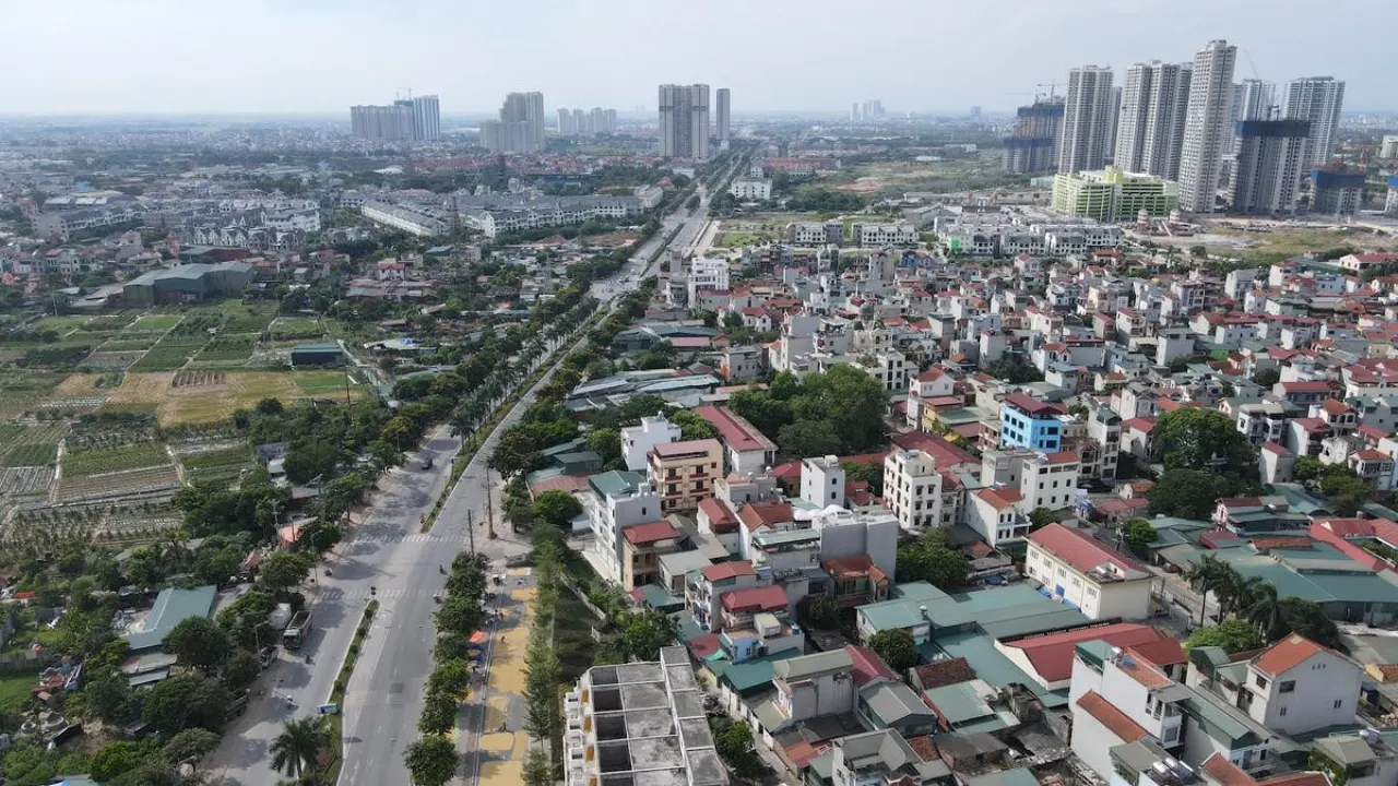 Khu dân cư và chung cư mới xây nhìn từ trên cao, minh hoạ thị trường bất động sản vay mua nhà